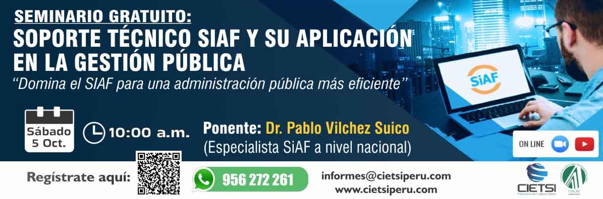 seminario gratuito soporte tEcnico siaf y su aplicaciOn en la gestiOn publica 2024